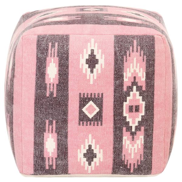 vidaXL Pufe com design estampado 45x45x45 cm algod&atilde;o rosa