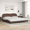 vidaXL Estrutura de cama Viana sem colch&atilde;o 200x200cm couro artificial castanho