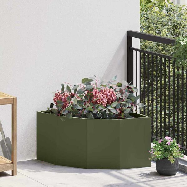 vidaXL Vaso de Canto Verde-oliva 60 x 60 x 35 cm A&ccedil;o
