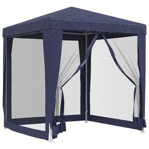 vidaXL Tenda para festas c/ 4 paredes laterais em rede 2x2 m PEAD azul