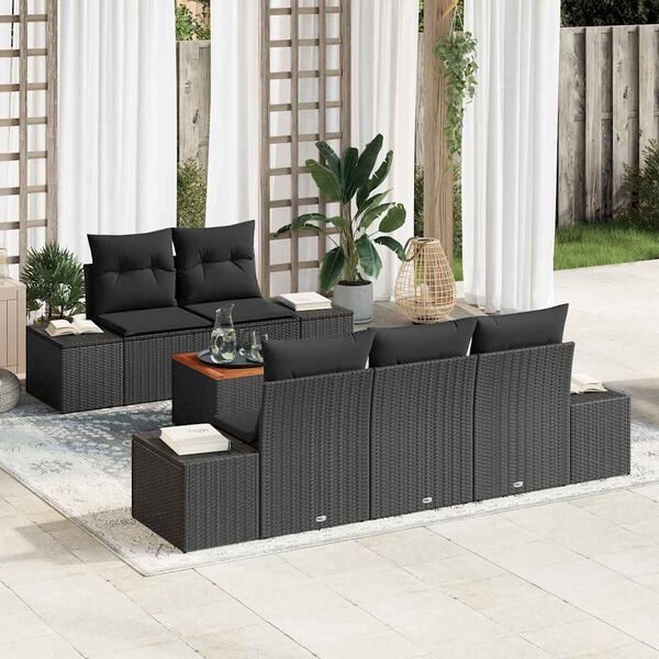vidaXL Conjunto de Sofá de Jardim 6 pcs Preto