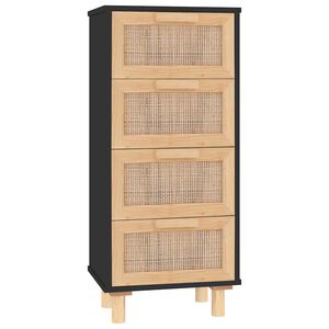 vidaXL Aparador 40x30x90 cm pinho maci&ccedil;o/vime natural preto