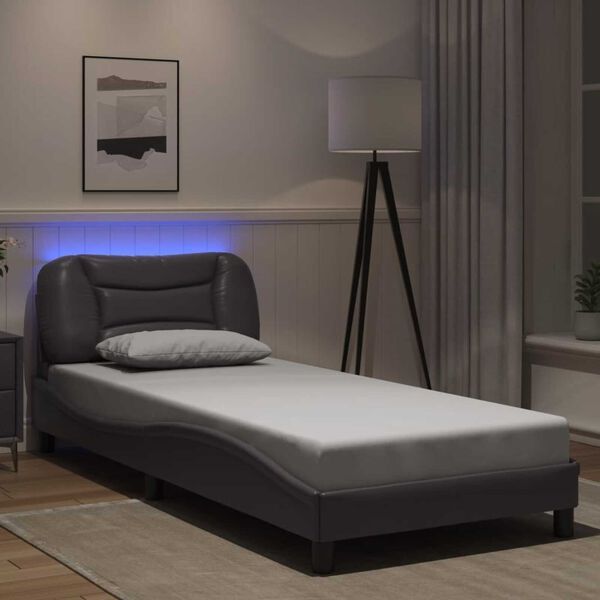 vidaXL Estrutura de cama com LED sem colch&atilde;o Hvar 80x200cm cinza