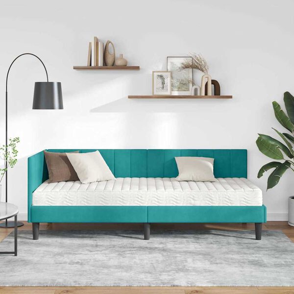 vidaXL Estrutura de Cama de Canto Turquesa 80 x 200 cm Veludo