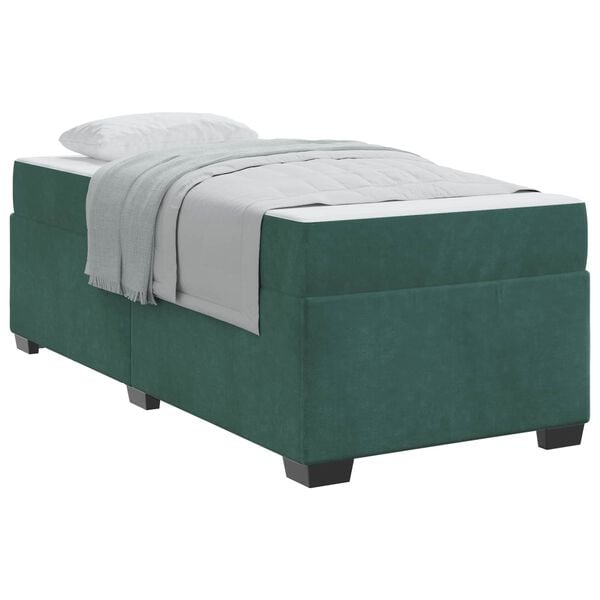 vidaXL Estrutura da Cama com colch&atilde;o Verde Escuro 90 x 200 cm tecido