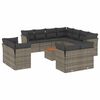 vidaXL 12 pcs conjunto de sof&aacute;s jardim c/ almofad&otilde;es vime PE cinzento