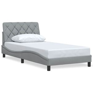 vidaXL Estrutura de cama sem colch&atilde;o 100x200 cm tecido cinzento-claro