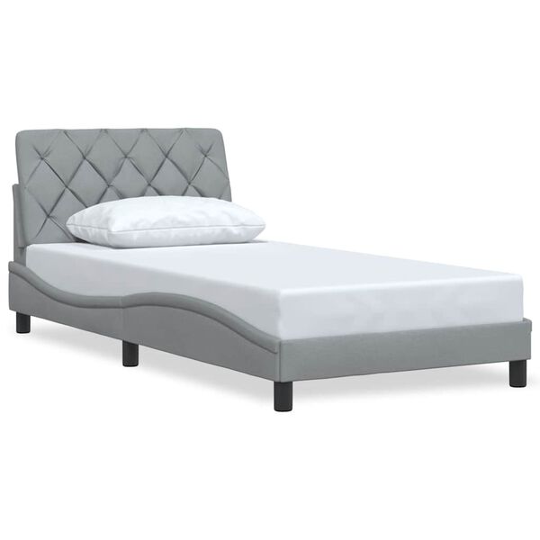 vidaXL Estrutura de cama sem colch&atilde;o 100x200 cm tecido cinzento-claro