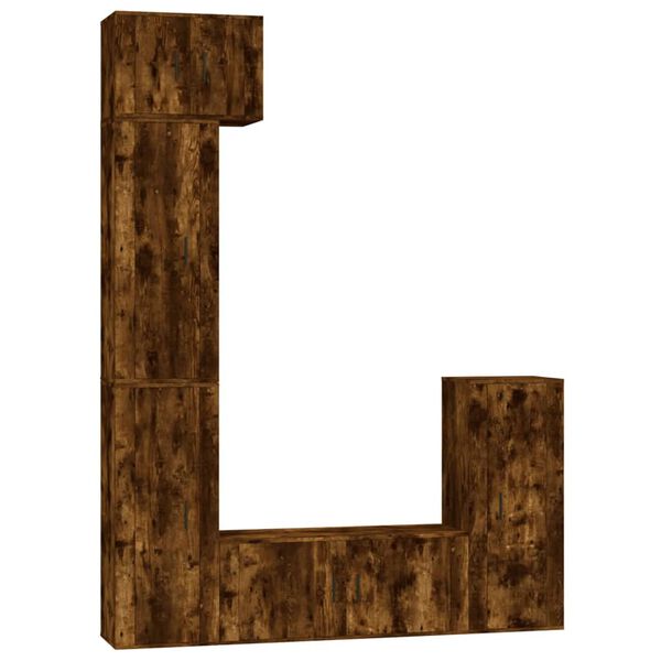 vidaXL Conjunto m&oacute;veis de TV 5 pcs madeira processada carvalho fumado