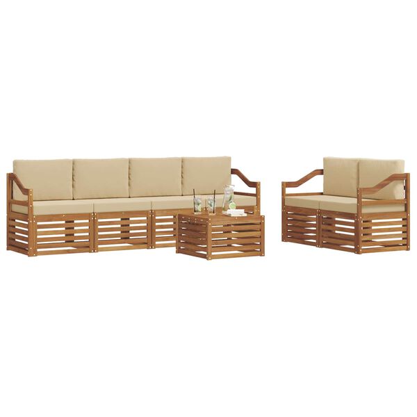 vidaXL Conjunto de Sof&aacute;s para Exterior 7 pcs Natural e Bege