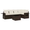 vidaXL 6 pcs conjunto de sof&aacute;s jardim c/ almofad&otilde;es vime PE castanho