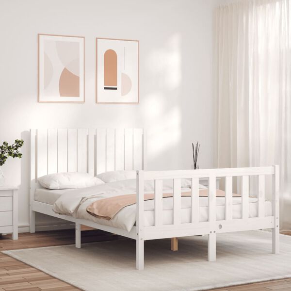 vidaXL Cama sem colchão 120x200 cm madeira de pinho maciça branco