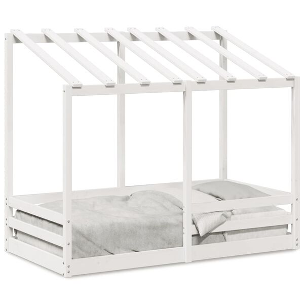 vidaXL Cama infantil com telhado 80x160 cm pinho maci&ccedil;o branco