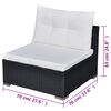 vidaXL 5 pcs conjunto lounge de jardim c/ almofadões vime PE preto