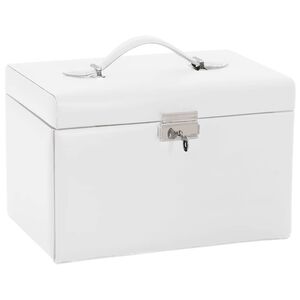 vidaXL Caixa para j&oacute;ias de 3 camadas com espelho com fechadura Branco