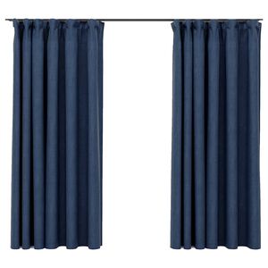 vidaXL Cortinas opacas aspeto linho c/ ganchos 2 pcs 140x175 cm azul