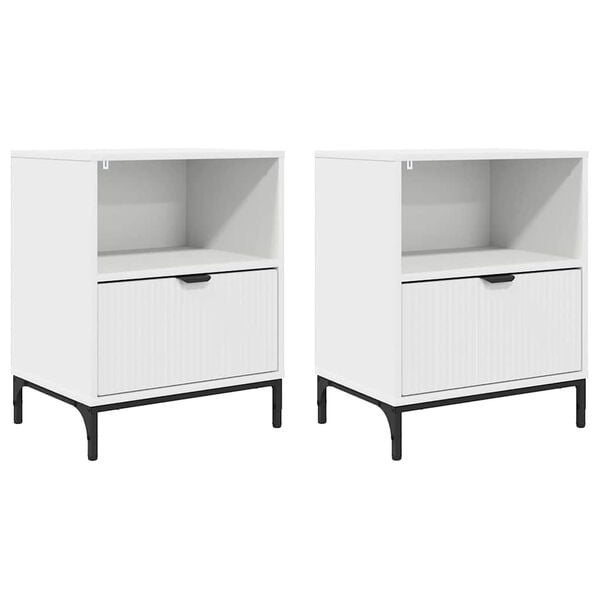 vidaXL Arm&aacute;rio de Cabeceira com gaveta 2 pcs Branco 49 x 36 x 61 cm