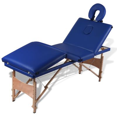vidaXL Mesa massagens dobrável 4 zonas estrutura de madeira azul