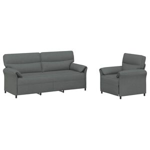 vidaXL Conjunto de Sof&aacute;s 2 unid. Cinzento-Escuro Tecido