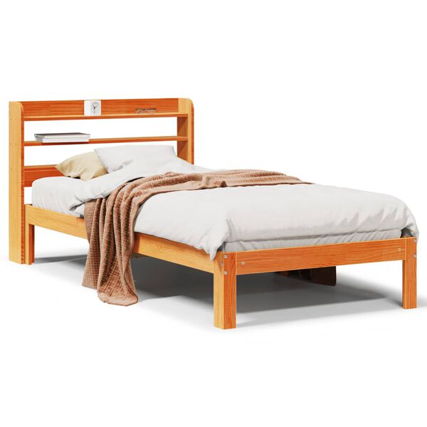 vidaXL Cama sem colch&atilde;o 75x190 cm madeira de pinho maci&ccedil;a castanho-mel