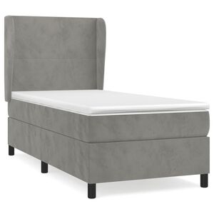 vidaXL Cama com molas/colch&atilde;o 80x200 cm veludo cinza-claro