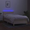 vidaXL Cama box spring c/ colch&atilde;o e LED 90x190 cm tecido cor creme