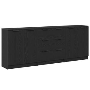 vidaXL Buffet 3 pcs Carvalho Preto 180 x 30 x 70 cm Madeira processada