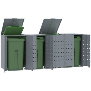 vidaXL Abrigo para 4 caixotes do lixo 276x79x117 cm a&ccedil;o cinzento
