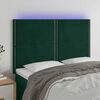 vidaXL Cabeceira de cama c/ LED veludo 144x5x118/128 cm verde-escuro
