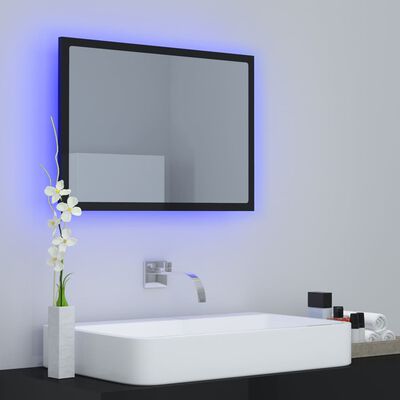 vidaXL Espelho casa banho c/ LED 60x8,5x37 cm acrílico preto brilhante