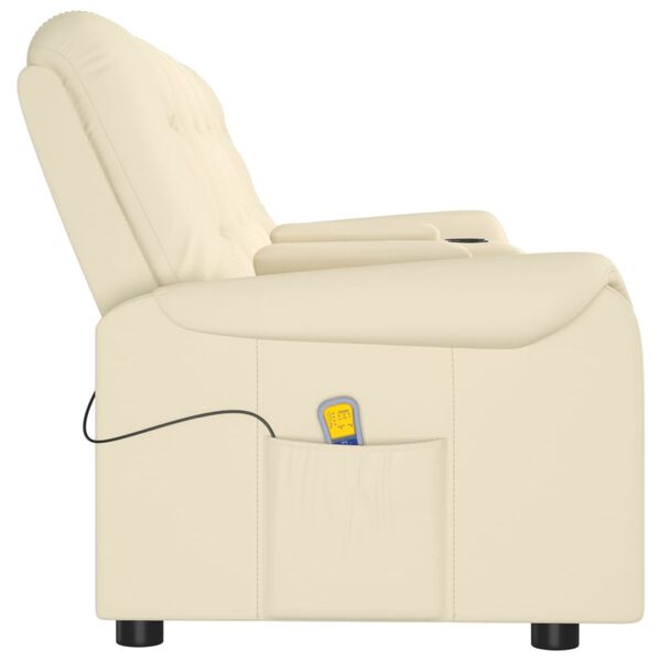 vidaXL Poltrona massagem 4 lug. reclinável c/ suportes copo creme