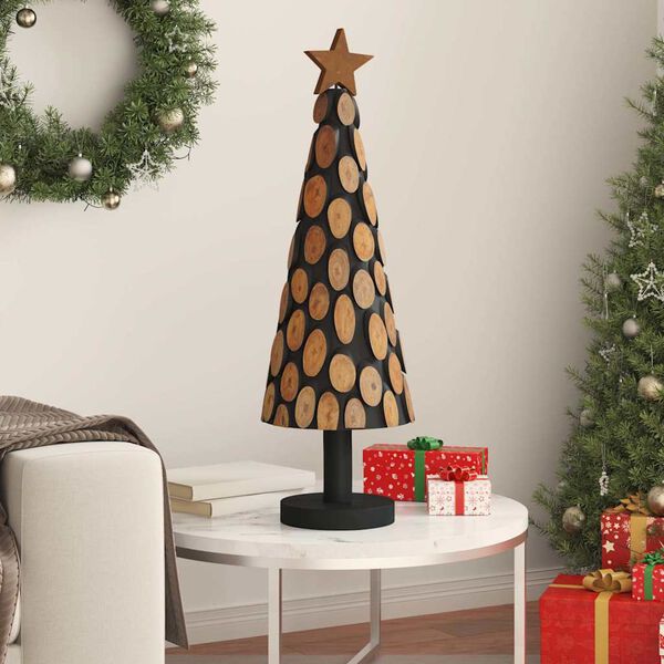 vidaXL Árvore de Natal Castanho 90 cm Madeira de teca maciça