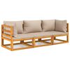vidaXL 3pcs conj. lounge jardim madeira c/almofad&otilde;es cinza-acastanhado