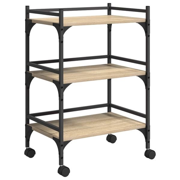 vidaXL Carrinho de Cozinha Carvalho Sonoma 50 x 35 x 75,5 cm