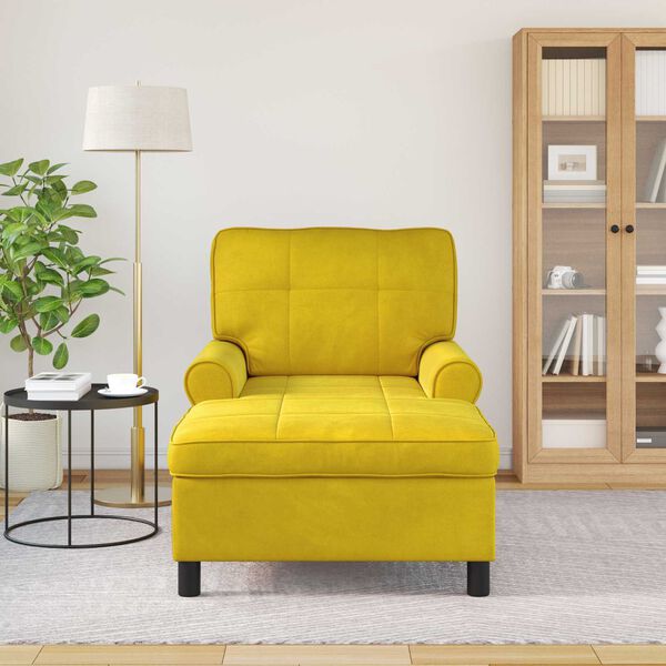 vidaXL Chaise Lounge com almofada Amarelo 91 x 157 x 91 cm Veludo