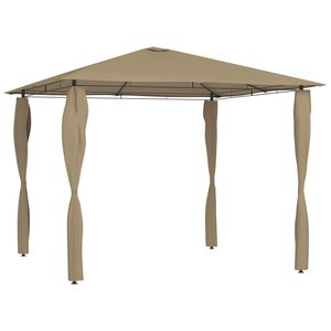 vidaXL Gazebo 3x3x2,6 m com capas postes 160 g/m&sup2; cinza-acastanhado