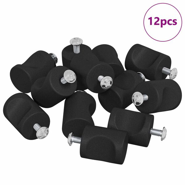 vidaXL Ma&ccedil;anetas de Arm&aacute;rio 12 pcs Preto M4 x 12 mm Ferro
