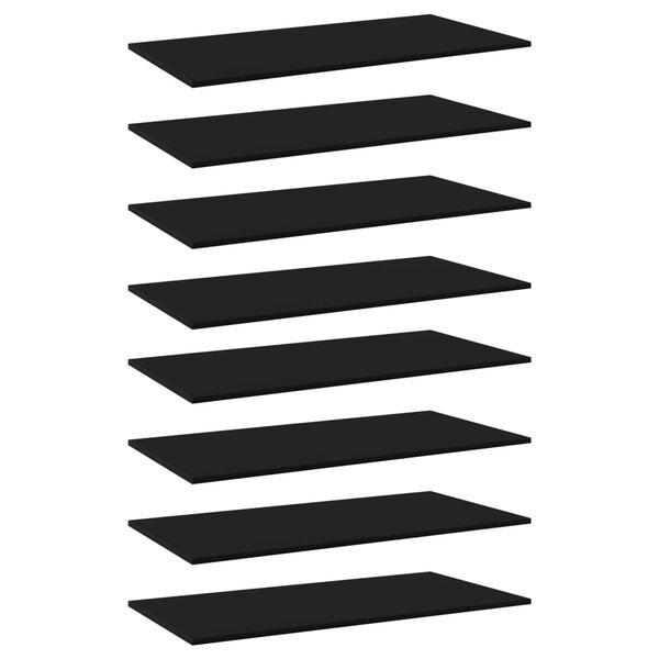 vidaXL Prateleiras para estante 8 pcs 80x30x1,5cm contraplacado preto