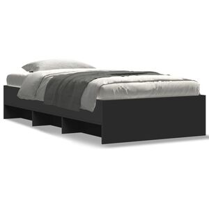 vidaXL Estrutura de cama 75x190 cm derivados de madeira preto