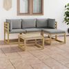 vidaXL 5 pcs conjunto lounge de jardim c/ almofad&otilde;es cinzentos