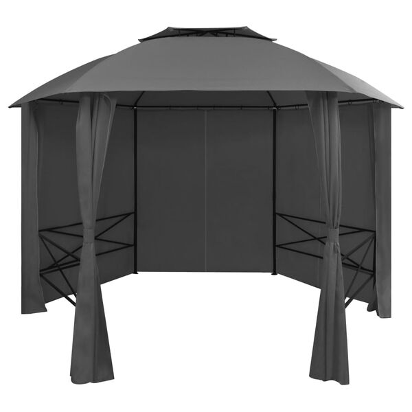 vidaXL Tenda de jardim com cortinas hexagonal 360x265 cm