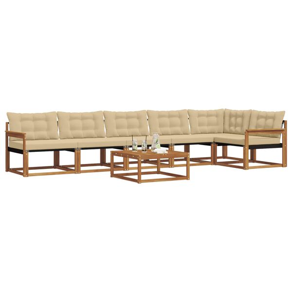 vidaXL Conjunto de Sof&aacute;s para Exterior 7 pcs Natural e Bege