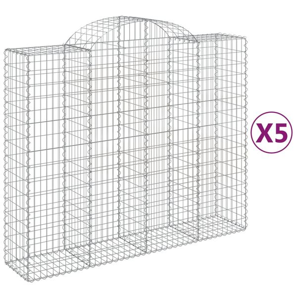vidaXL Cestos gabião arqueados 5pcs 200x50x160/180cm ferro galvanizado
