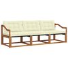 vidaXL Conjunto de Sof&aacute;s para Exterior 3 pcs Natural e Creme