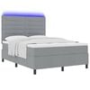 vidaXL Cama Box com colch&atilde;o com led Cinzento-claro 140 x 200 cm tecido