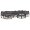 vidaXL 8 pcs conjunto lounge de jardim c/ almofad&otilde;es vime PE antracite