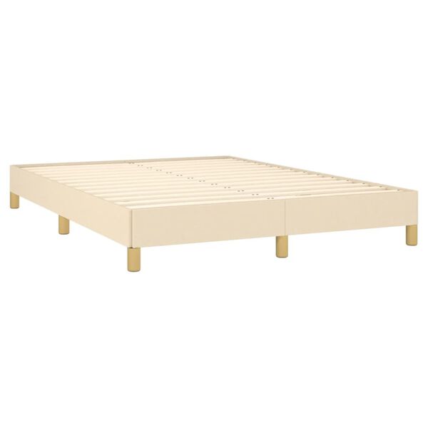 vidaXL Estrutura de cama sem colch&atilde;o 140x190 cm tecido cor creme