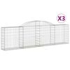 vidaXL Cestos gabi&atilde;o arqueados 3 pcs 300x30x80/100cm ferro galvanizado