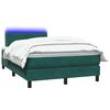 vidaXL Cama box spring c/ colch&atilde;o e LED 120x210 cm veludo verde-escuro