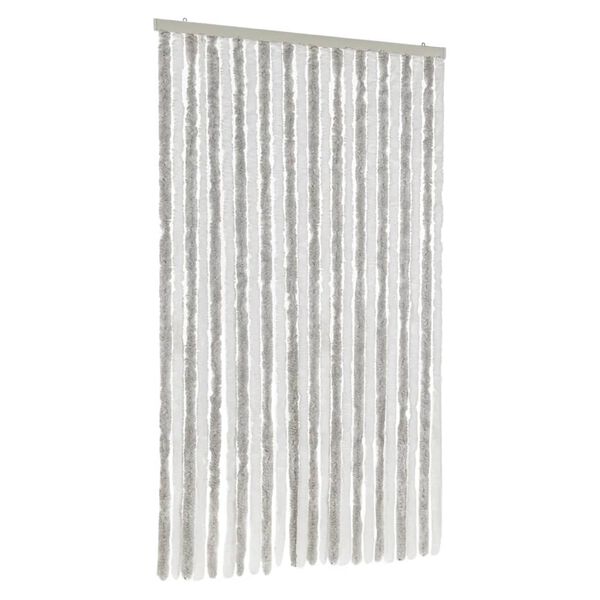vidaXL Cortina anti-insetos 100x220cm chenille cinzento-claro e branco